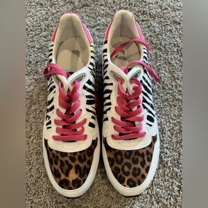 NIB Nine West Banx3 Sneakers, Zebra/Leopard/White/Pink, Size 11